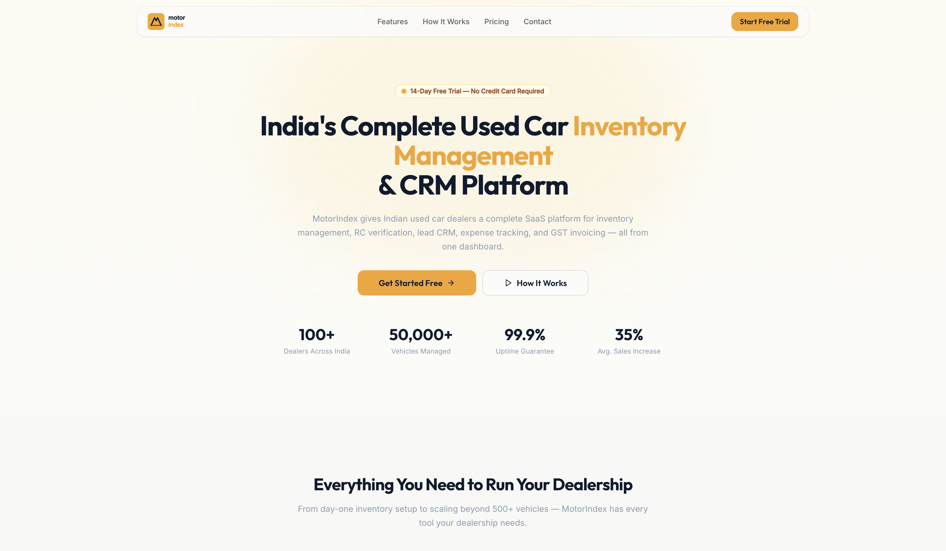 Motor Index dashboard